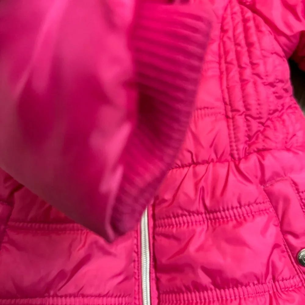 Tommy Hilfiger Pink Puffer Coat Jacket with Fur Hood Girls  5/6 Y